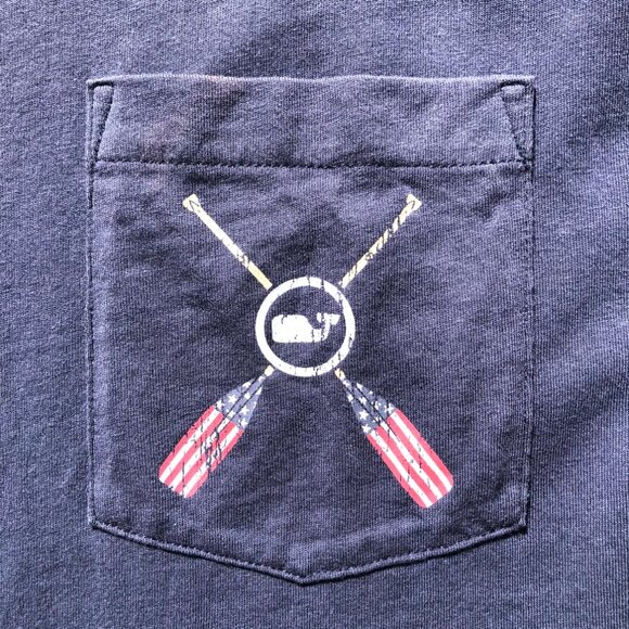 Vineyard Vines Pocket T-Shirt Tee Men L Navy Blue Long Sleeve Rowing Graphic - Picture 4 of 10